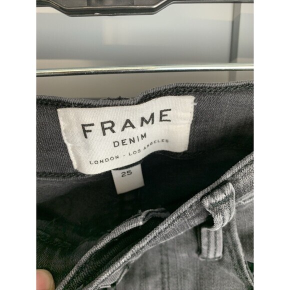 Frame Denim Le High Skinny Jeans Womens 25 Gray Tuxedo Velvet High Rise‎ bootcut - Picture 5 of 7